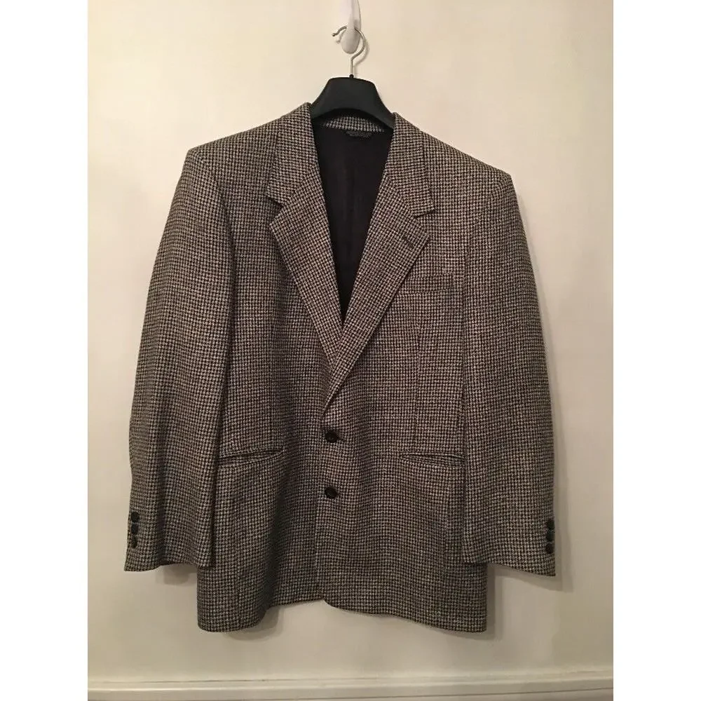 41R Today's Man Vintage 2 Button Black Houndstooth Sport Coat Jacket